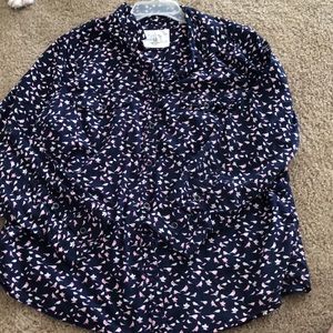 Bird print button down shirt